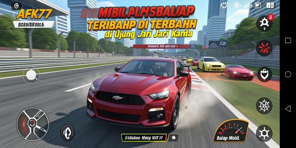 Tampilan antarmuka permainan AFK77 yang menampilkan balapan mobil yang seru.