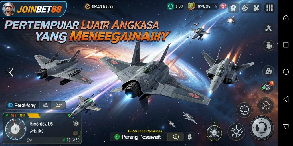 Tampilan antarmuka JOINBET88 saat pertempuran pesawat.