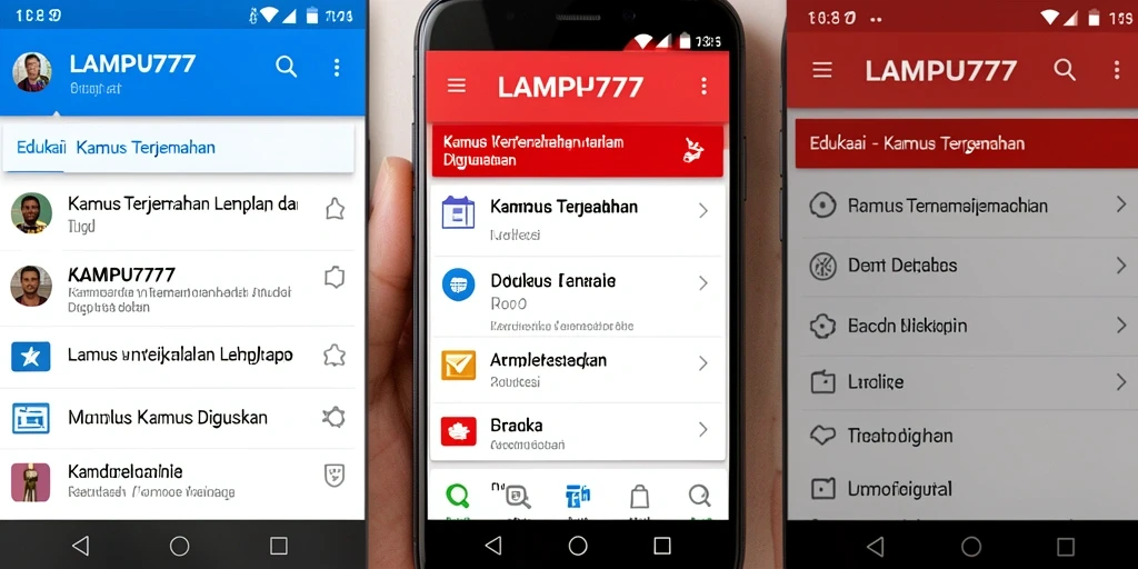 Antarmuka LAMPU777 yang intuitif dan menarik untuk Kamus Terjemahan.