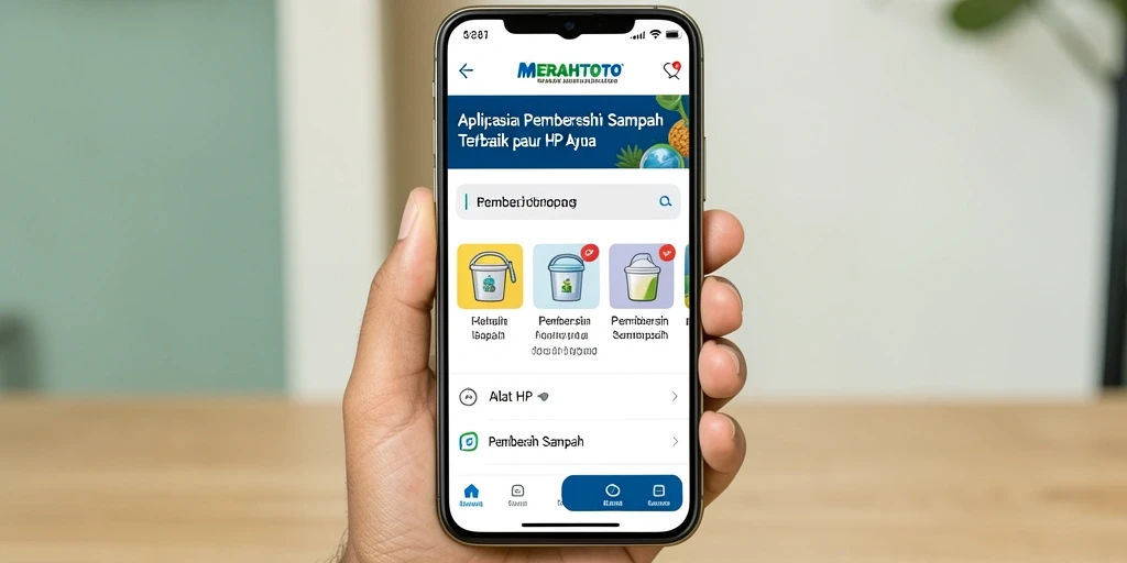 Tampilan antarmuka utama MERAHTOTO dengan fungsi Pembersih Sampah.