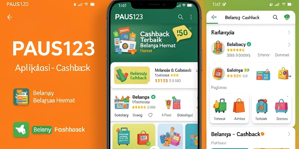 Tampilan antarmuka aplikasi PAUS123 dengan fitur cashback yang menarik.