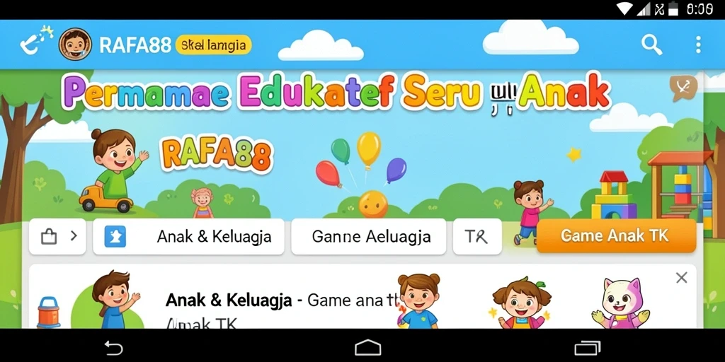 Antarmuka RAFA88 yang ceria dan edukatif untuk anak-anak.
