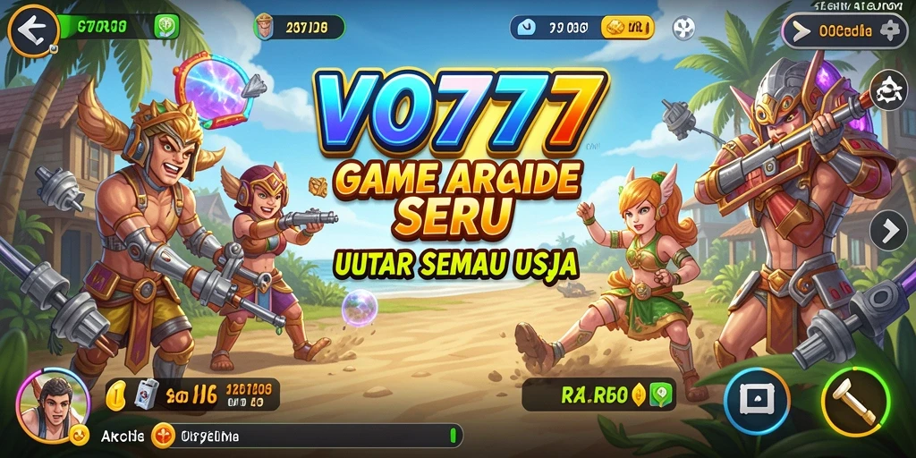Antarmuka VO777 menampilkan grafik Arcade yang menarik dan penuh warna.